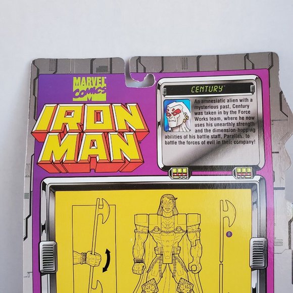 M568 ToyBiz 1995 Marvel Iron Man Century w/ Cape & Battle Staff Figure New - Picture 7 of 12